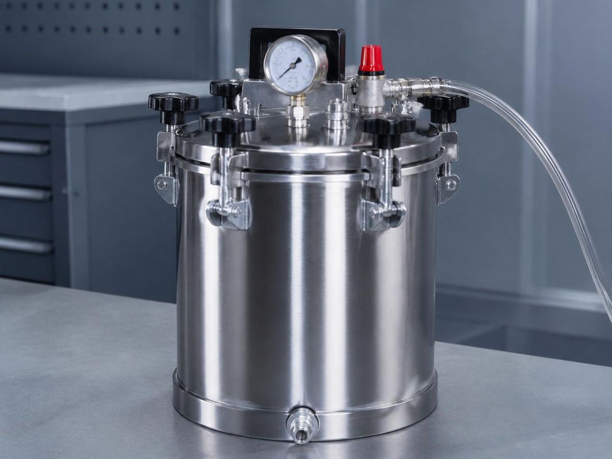 Druckleimer mit Manometer für Acrylathaftklebstoffe
